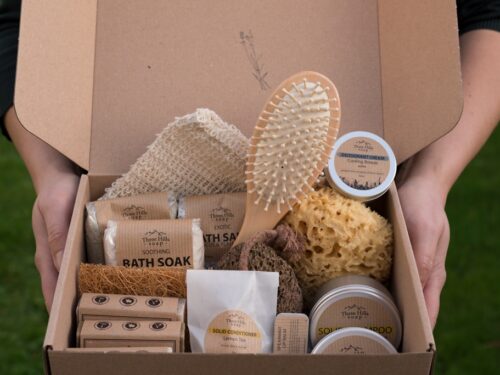 Luxury natural skincare gift set in eco-friendly packaging
