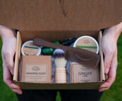 Explore the Range gift set with assorted natural skincare products in kraft box
