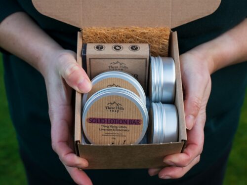 Eco-friendly Trial Box with natural skincare products in kraft packaging