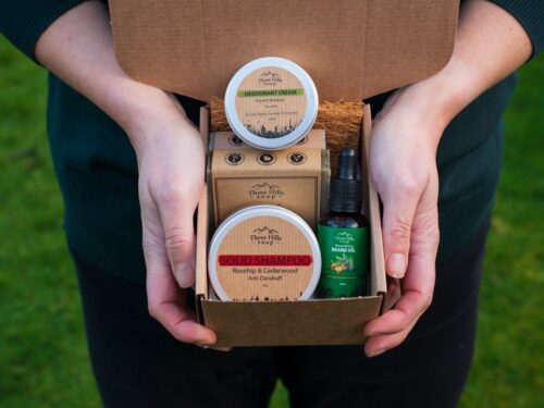 Handmade soap and skincare gift set in eco-friendly packaging